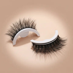 Self Adhesive Lashes – 3D Faux Mink Glue Free False Eyelashes displayed on a beige background.